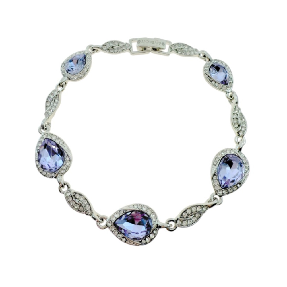 Givenchy Silver-Tone Bracelet with Lavender Teardrop Crystals